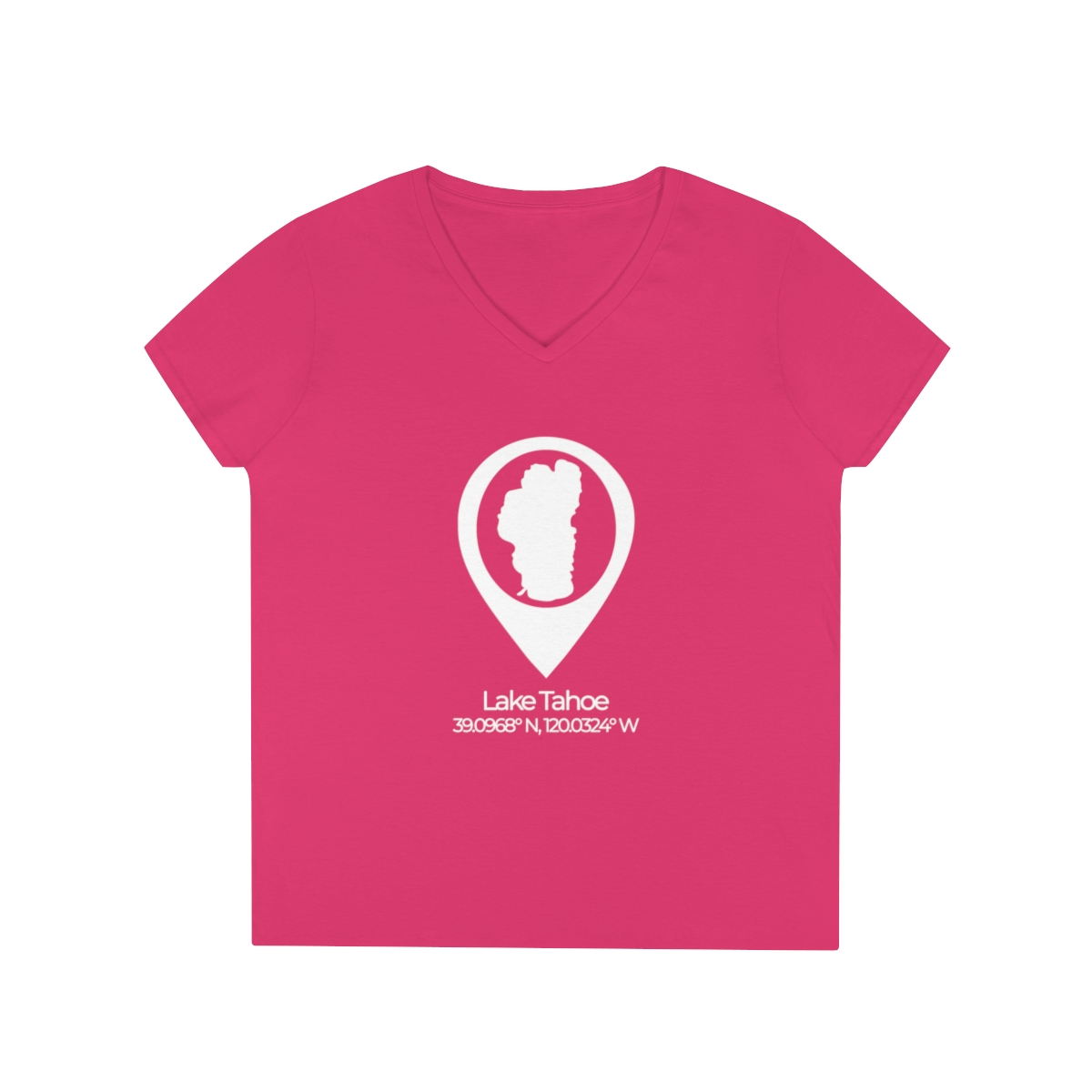 Lake Tahoe Location Pin Ladies' V-Neck T-Shirt