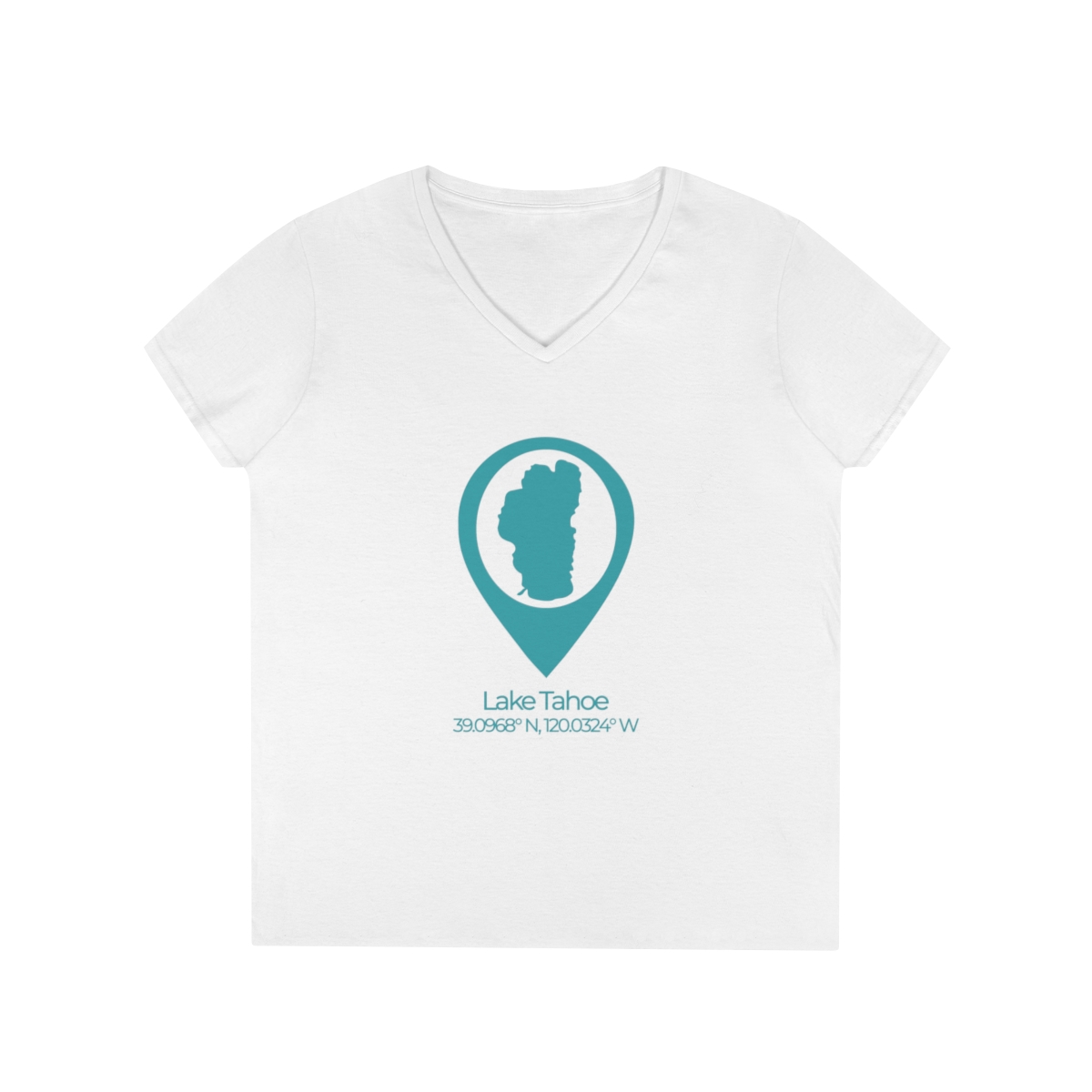 Lake Tahoe Location Pin Ladies' V-Neck T-Shirt - Image 4