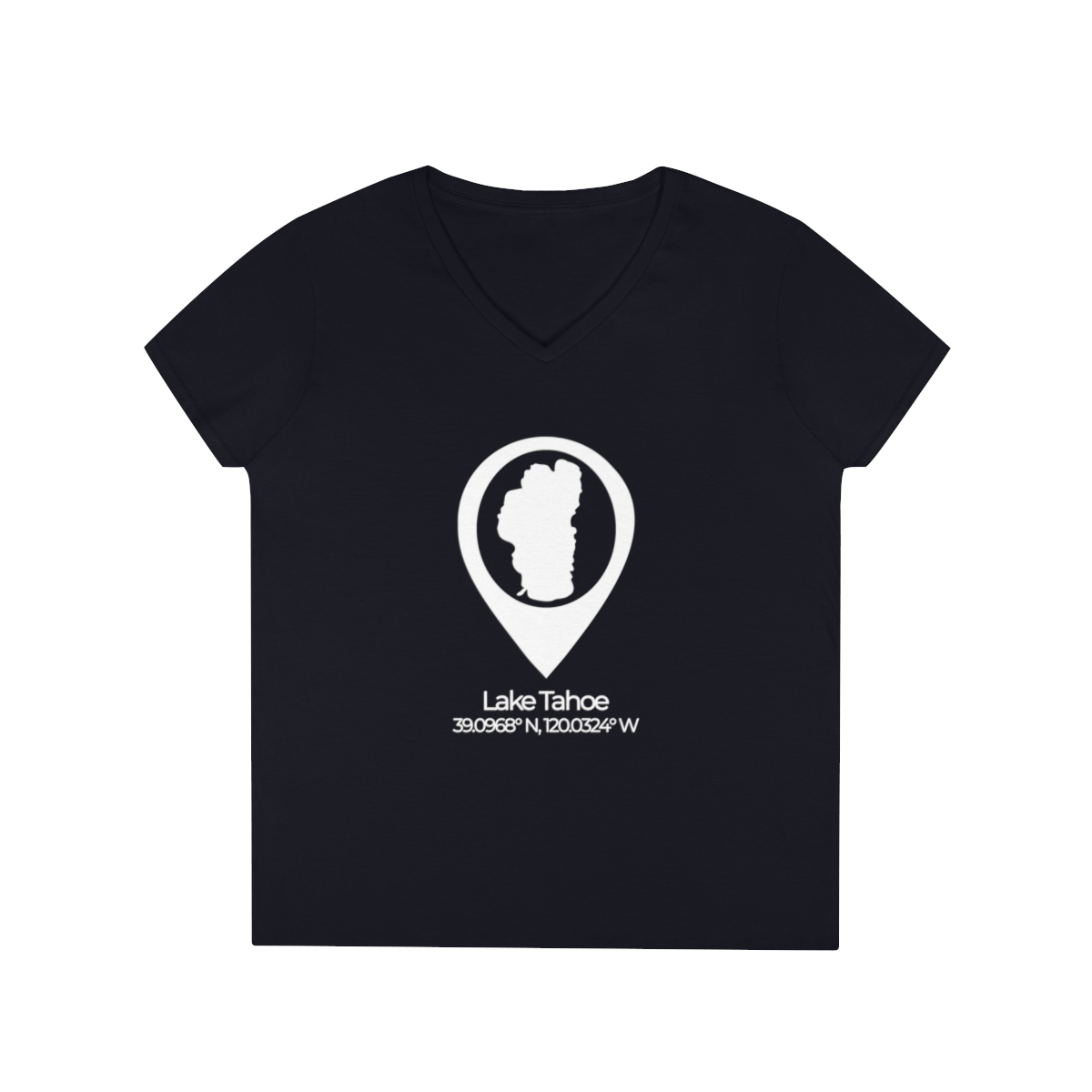 Lake Tahoe Location Pin Ladies' V-Neck T-Shirt - Image 7
