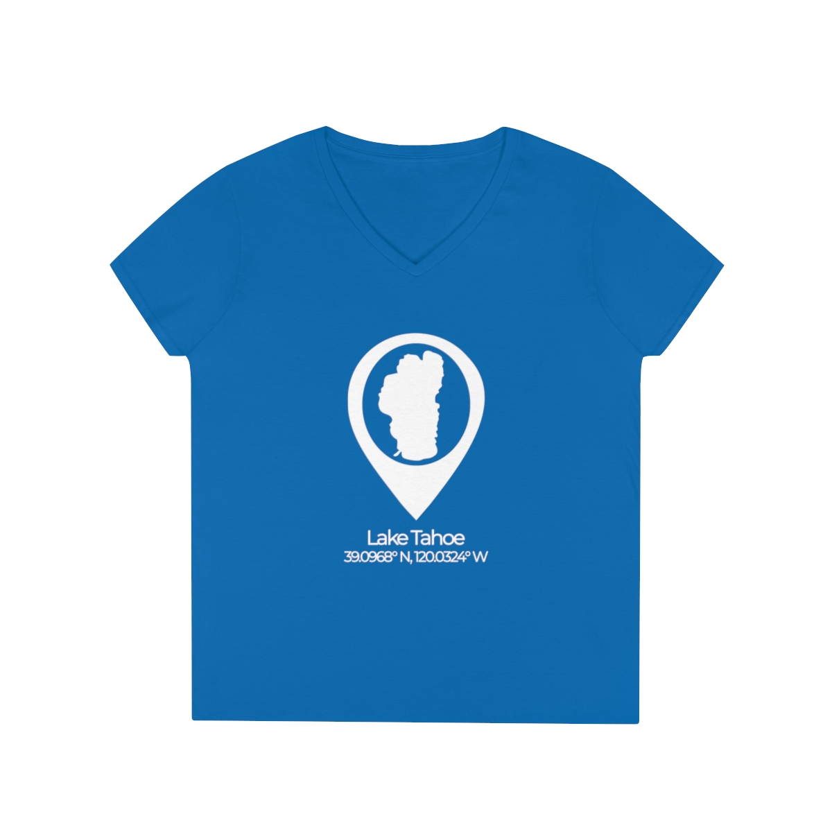 Lake Tahoe Location Pin Ladies' V-Neck T-Shirt - Image 2