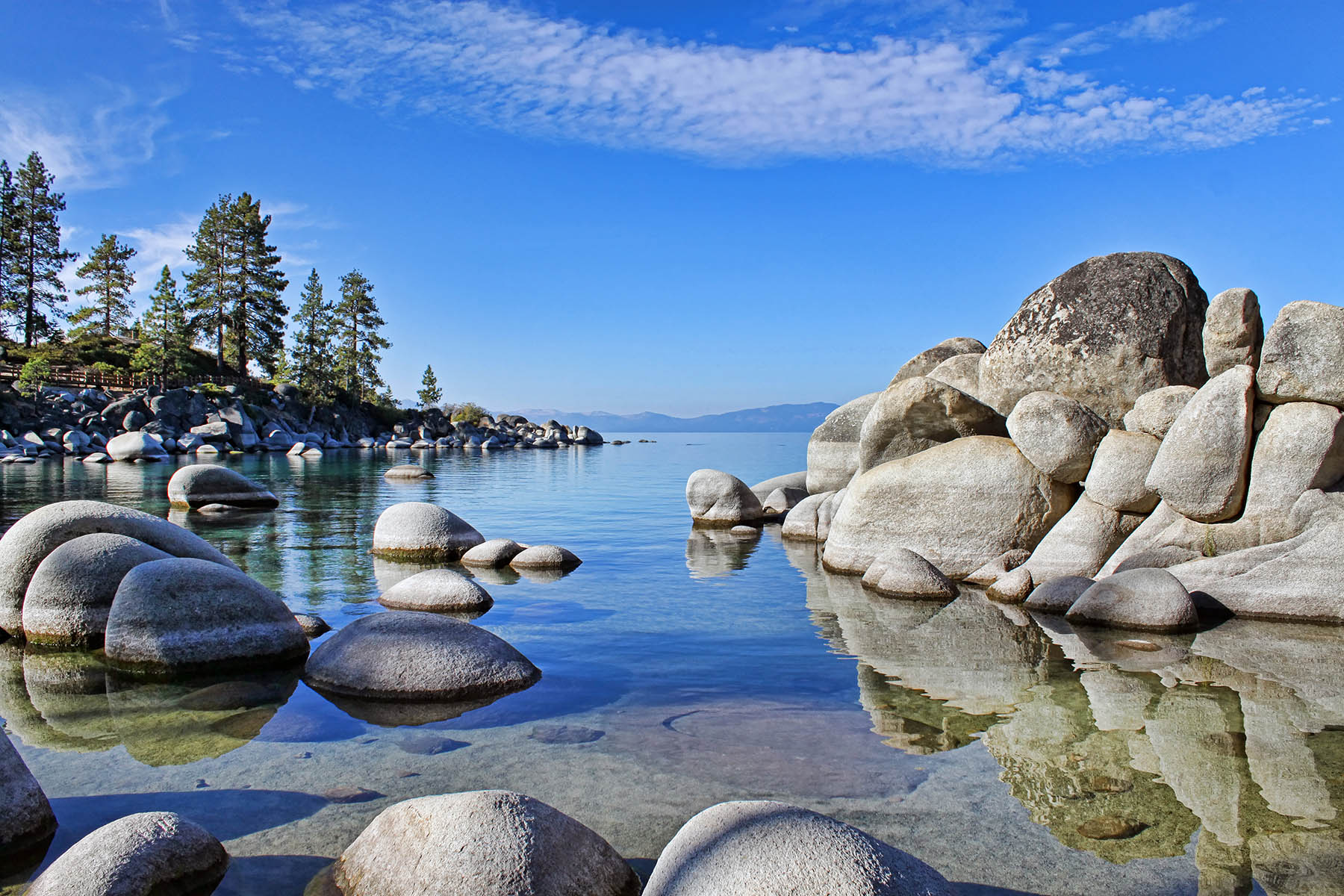 First light of day brightens the boulders at Sand Harbor on Lake First light of day brightens the boulders at Sand Harbor on Lake